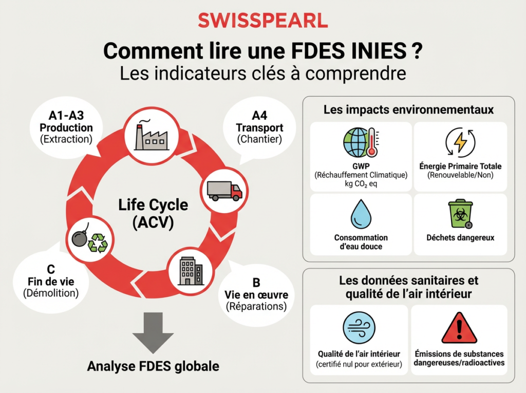 Cycle de vie et indicateurs environnementaux FDES INIES