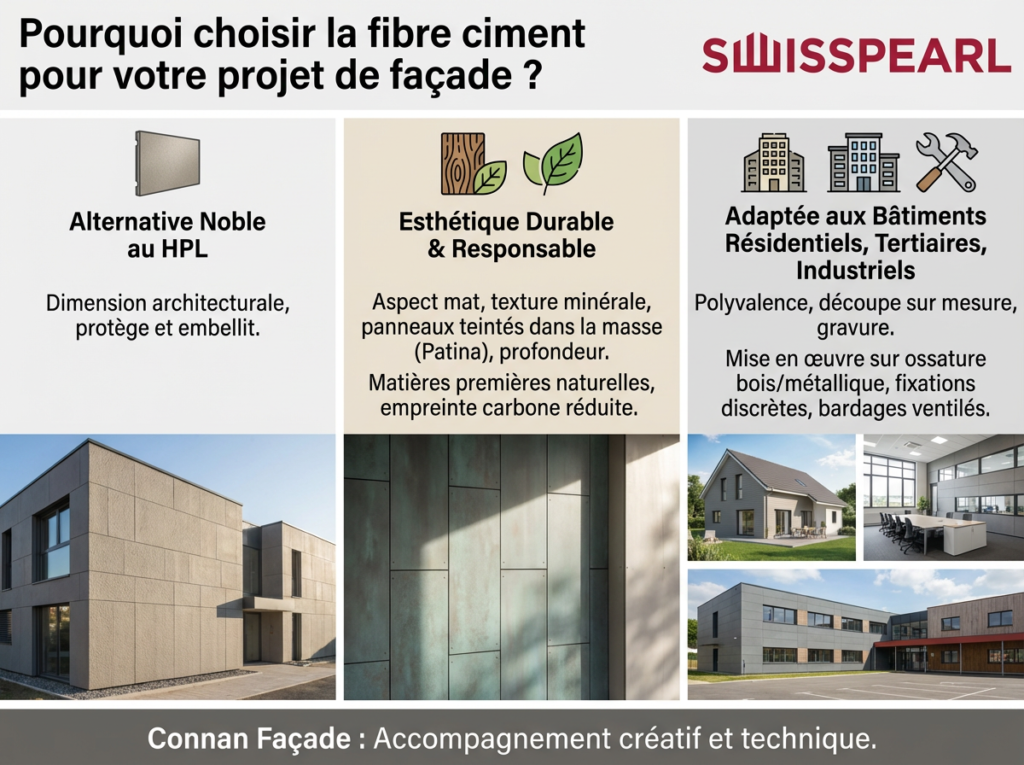 Avantages des façades en fibre ciment Swisspearl.