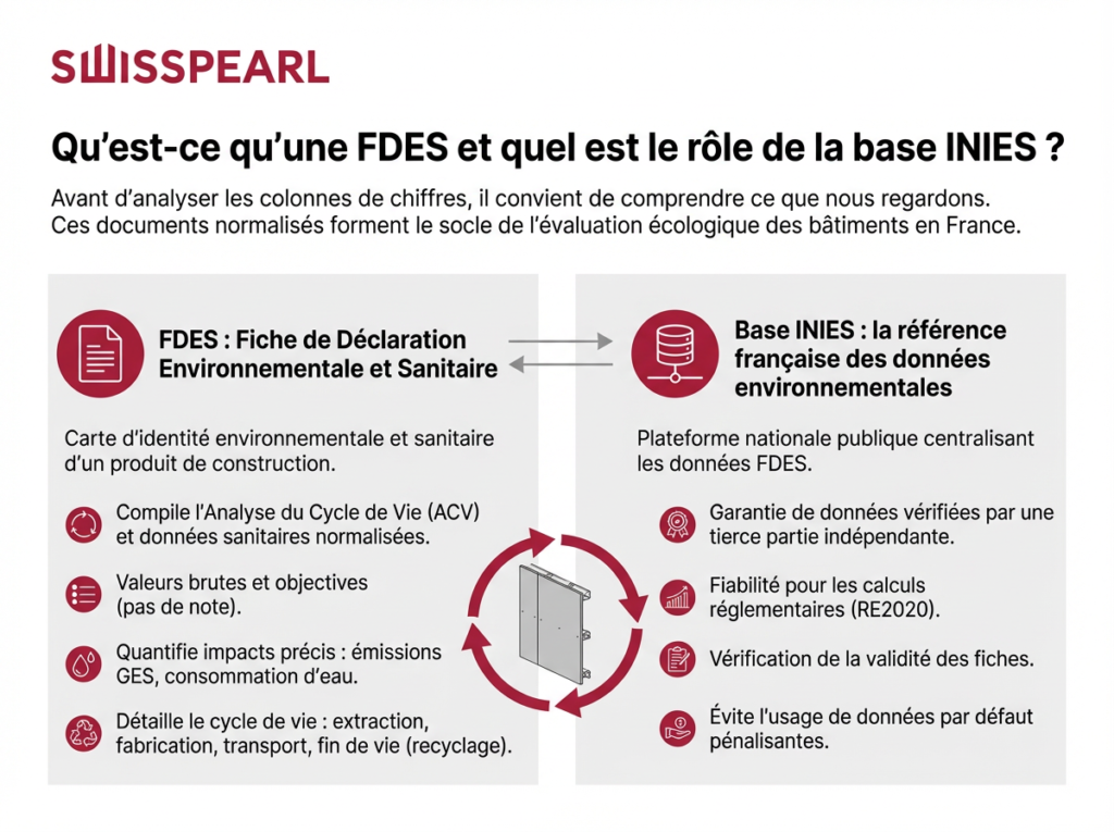 Infographie sur la FDES et la base INIES.